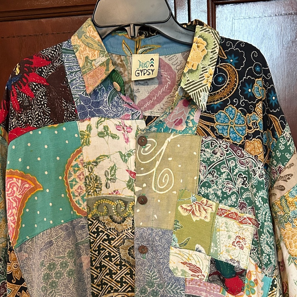 Jaded Gypsy Patchwork Button-Up Shirt - Multicolor
